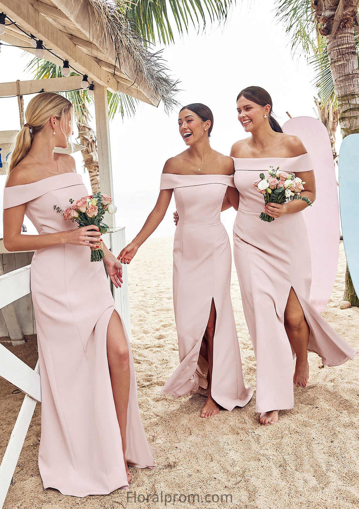 Trumpet/Mermaid Off-the-Shoulder Sleeveless Floor-Length Stretch Crepe Bridesmaid Dresses with Split Natasha HJP0025217