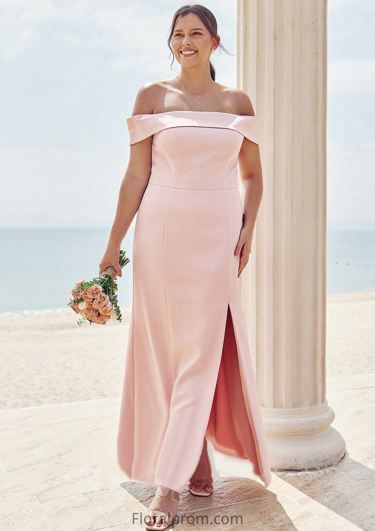 Trumpet/Mermaid Off-the-Shoulder Sleeveless Floor-Length Stretch Crepe Plus Size Bridesmaid Dresses Mya HJP0025261