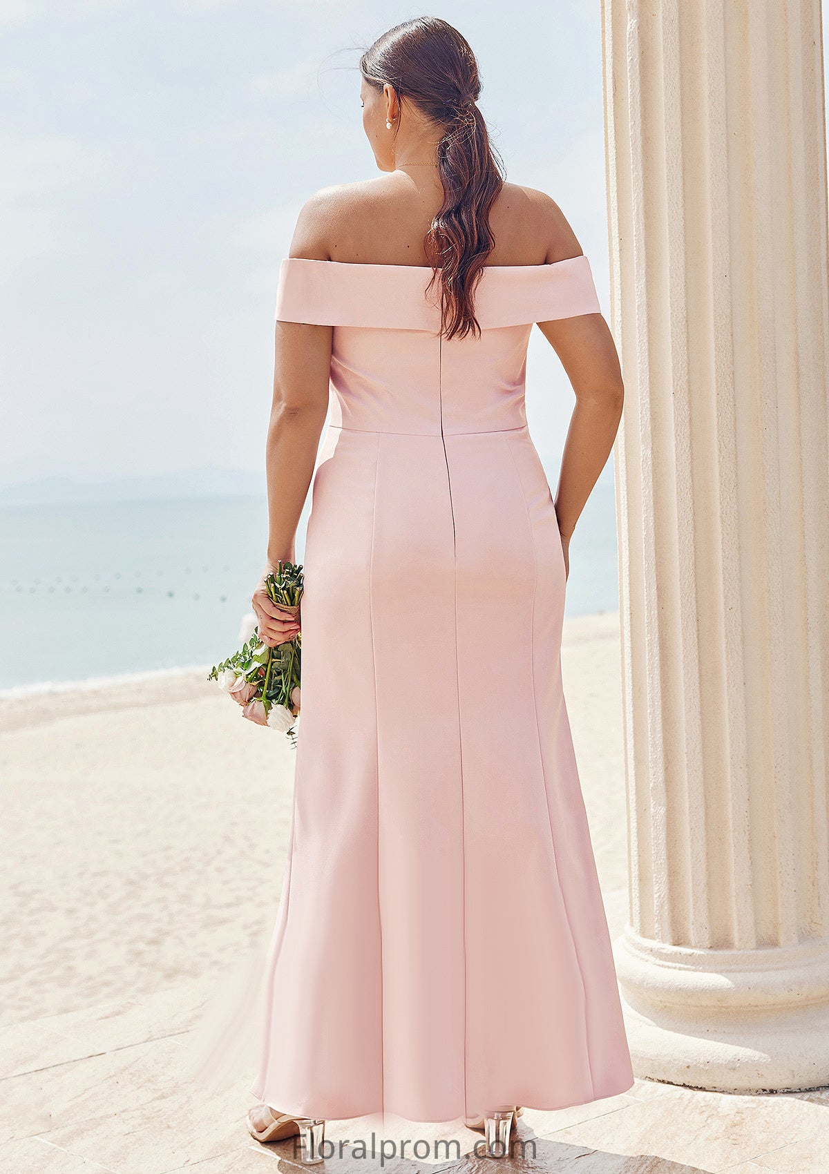 Trumpet/Mermaid Off-the-Shoulder Sleeveless Floor-Length Stretch Crepe Plus Size Bridesmaid Dresses Mya HJP0025261