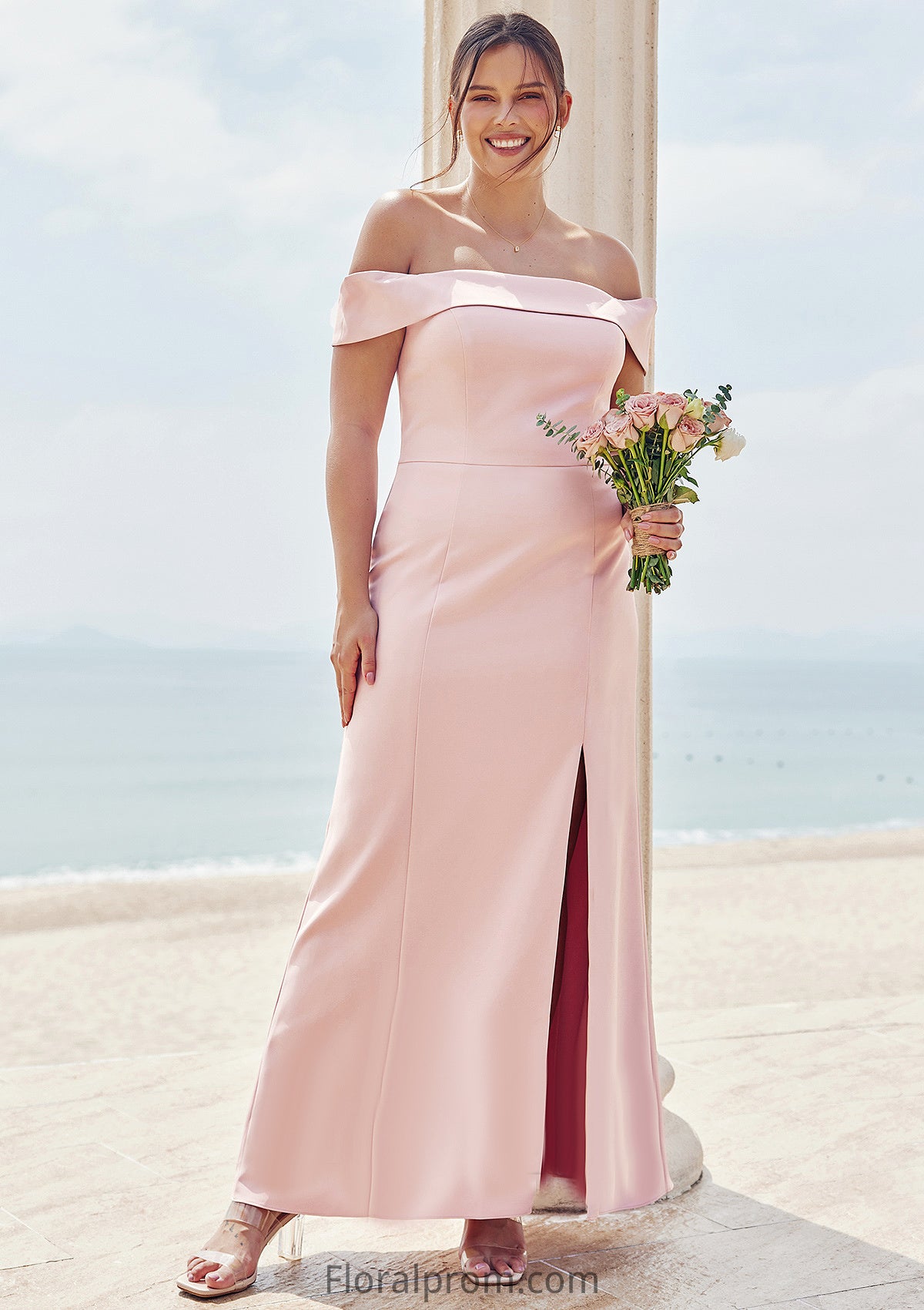 Trumpet/Mermaid Off-the-Shoulder Sleeveless Floor-Length Stretch Crepe Plus Size Bridesmaid Dresses Mya HJP0025261