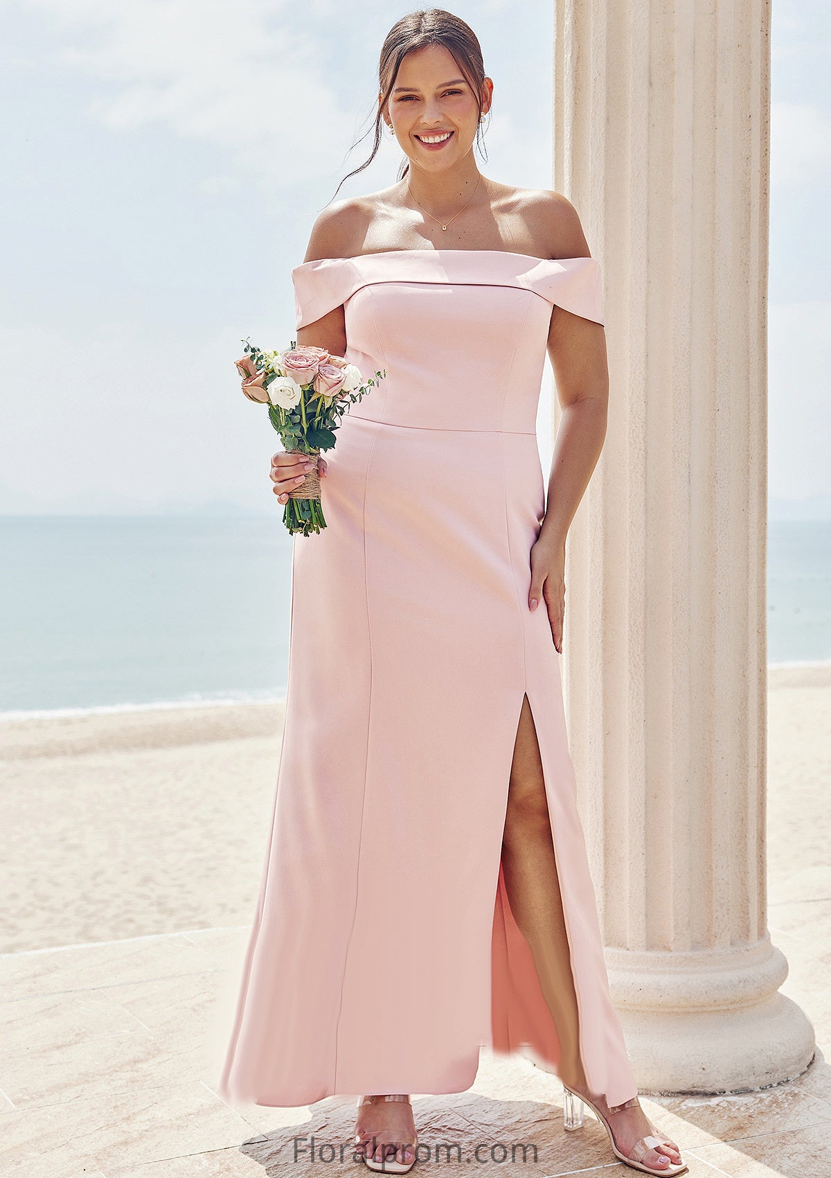 Trumpet/Mermaid Off-the-Shoulder Sleeveless Floor-Length Stretch Crepe Plus Size Bridesmaid Dresses Mya HJP0025261