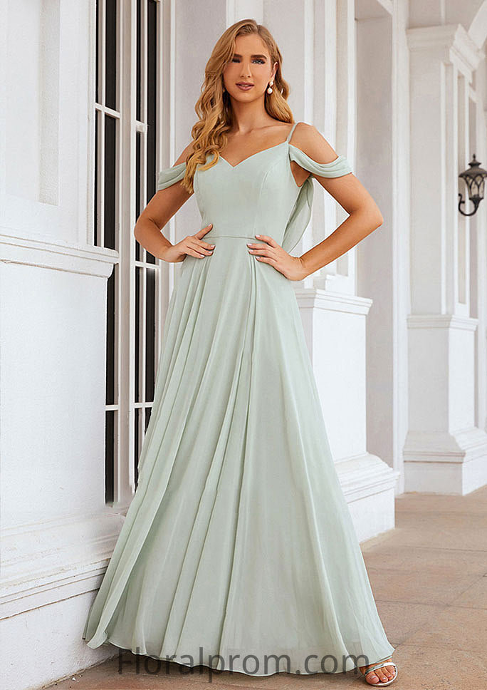 A-line Off-the-Shoulder Sleeveless Long/Floor-Length Chiffon Bridesmaid Dresseses With Pleated Rachael HJP0025307