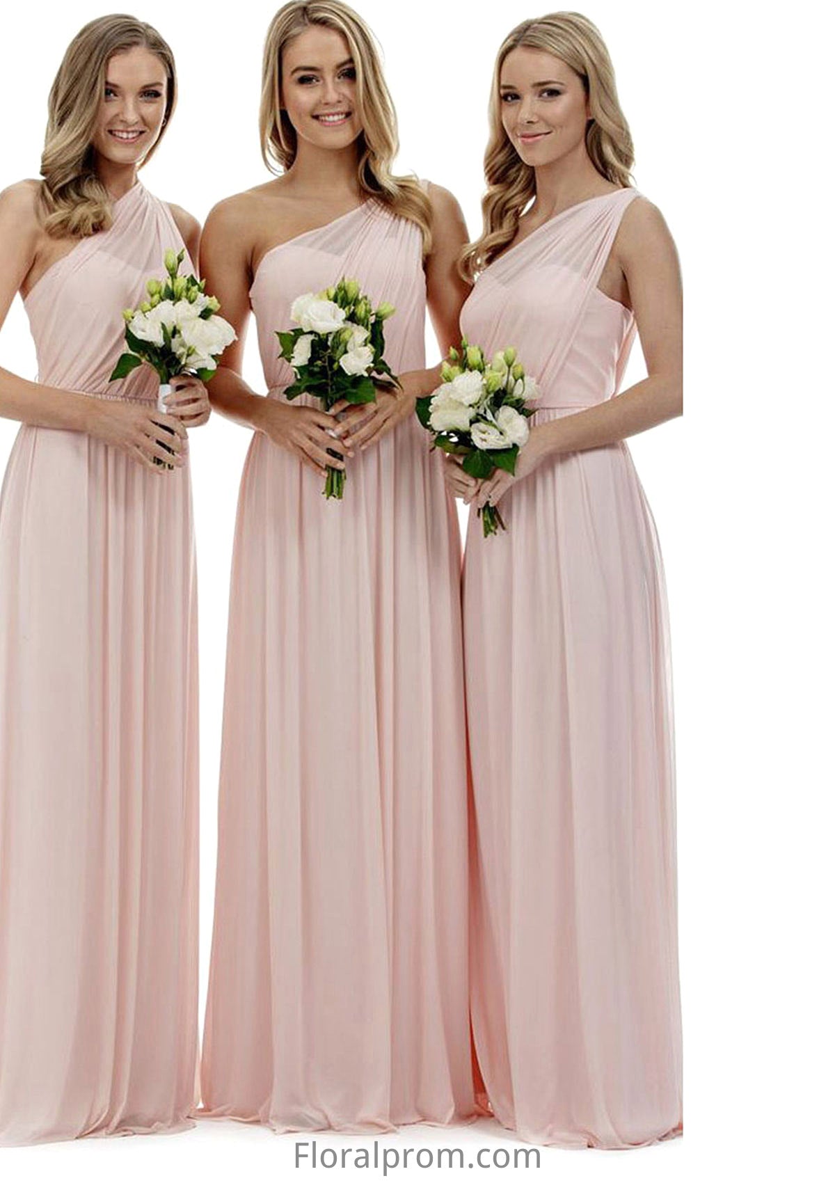 A-Line/Princess One-Shoulder Long/Floor-Length Chiffon Bridesmaid Dresses Abbey HJP0025329