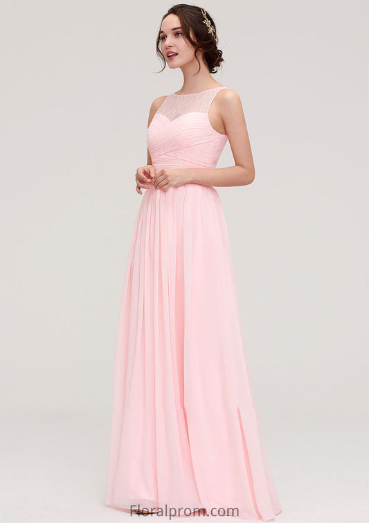 Sleeveless Chiffon A-line/Princess Long/Floor-Length Wedding Party Bridesmaid Dresses With Pleated Lace Melinda HJP0025332