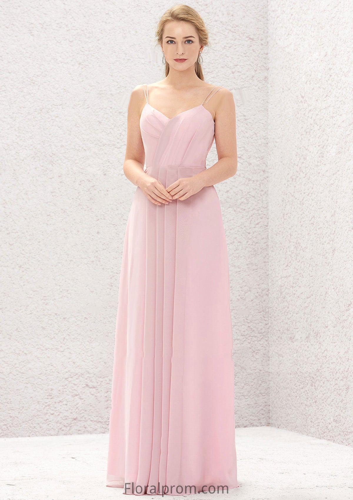 A-line Sweetheart Sleeveless Long/Floor-Length Chiffon Bridesmaid Dresses With Pleated Paige HJP0025335