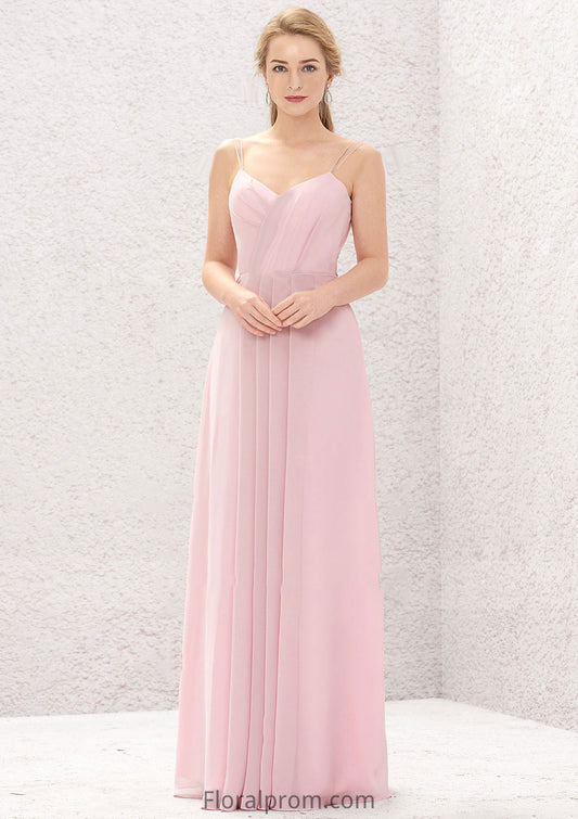 A-line Sweetheart Sleeveless Long/Floor-Length Chiffon Bridesmaid Dresses With Pleated Paige HJP0025335