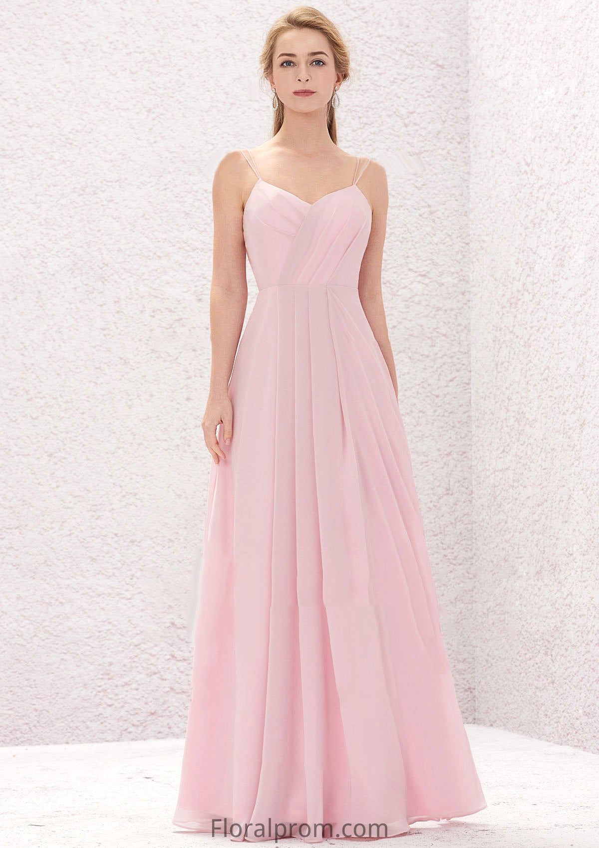 A-line Sweetheart Sleeveless Long/Floor-Length Chiffon Bridesmaid Dresses With Pleated Paige HJP0025335