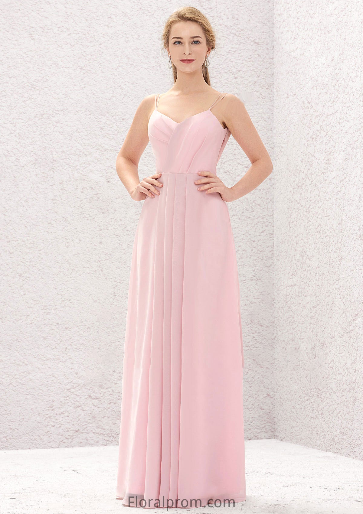 A-line Sweetheart Sleeveless Long/Floor-Length Chiffon Bridesmaid Dresses With Pleated Paige HJP0025335