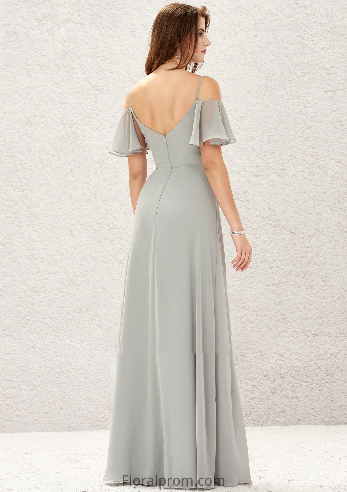 A-line Sweetheart Short Sleeve Long/Floor-Length Chiffon Bridesmaid Dresses With Pleated Hana HJP0025338