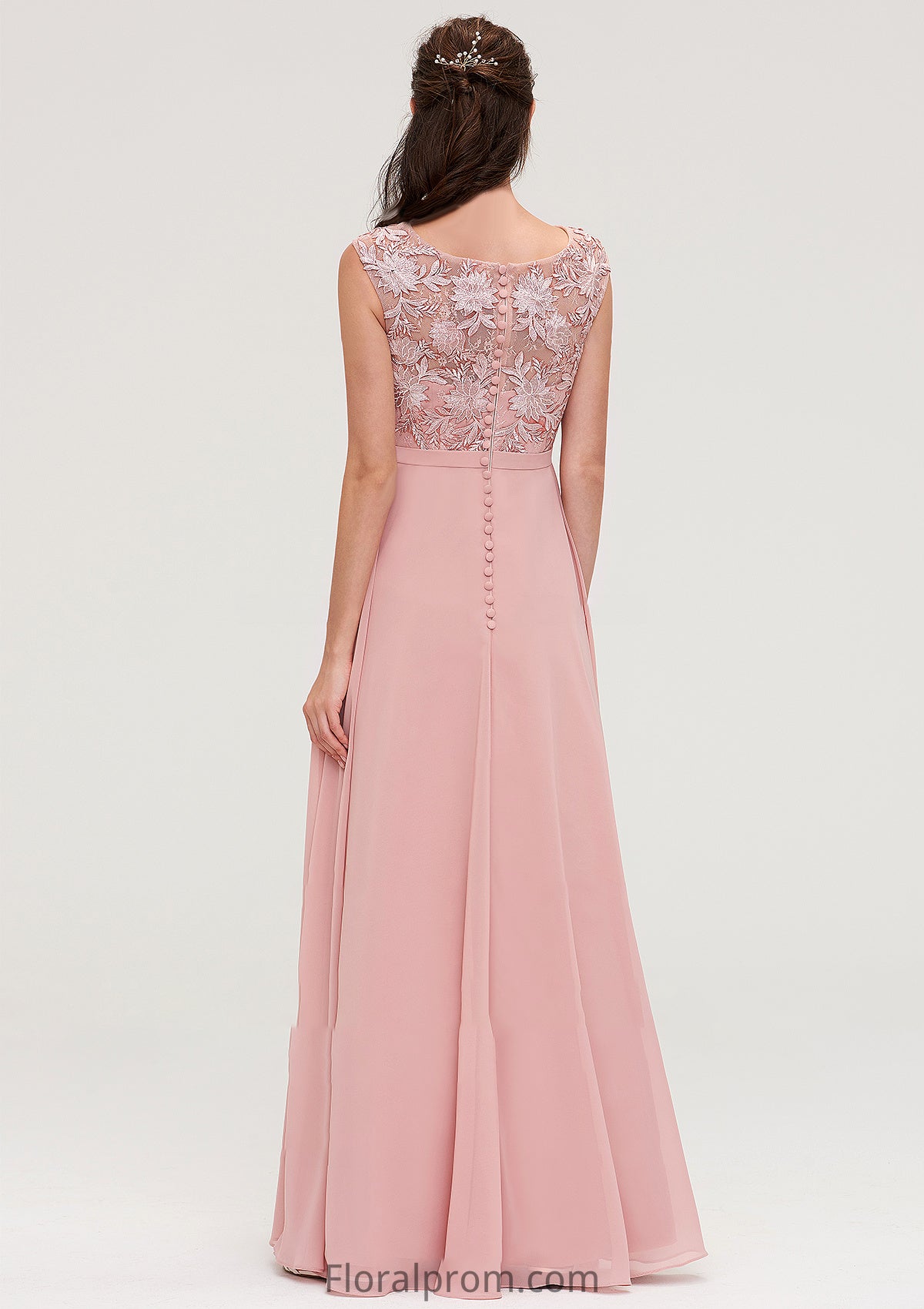 Sleeveless Chiffon A-line/Princess Long/Floor-Length Bridesmaid Dresseses With Sashes Appliqued Kierra HJP0025348