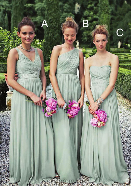 Pleated Sleeveless Floor-Length A-Line Combination Gentle Bridesmaid Dresseses Jaycee HJP0025353