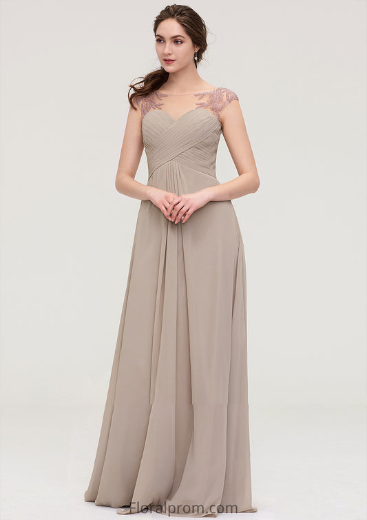 Sleeveless Scoop Neck Long/Floor-Length A-line/Princess Chiffon Bridesmaid Dresses With Pleated Beading -Bridesmaid Dresseses
 Mila HJP0025396