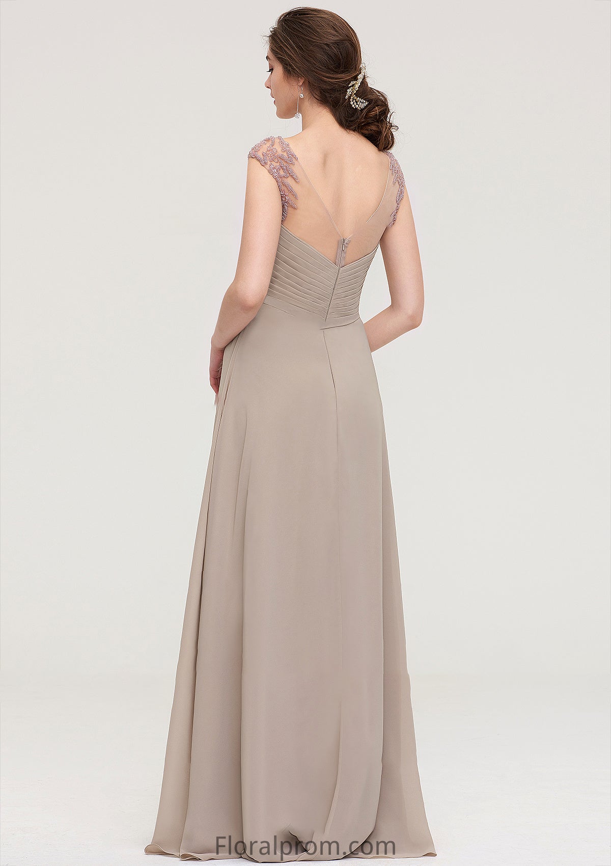 Sleeveless Scoop Neck Long/Floor-Length A-line/Princess Chiffon Bridesmaid Dresses With Pleated Beading -Bridesmaid Dresseses
 Mila HJP0025396