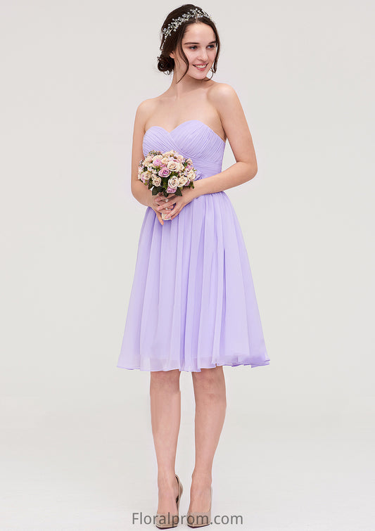 Sleeveless Sweetheart Chiffon Knee-Length A-line/Princess Bridesmaid Dresses With Pleated Flowers Allie HJP0025413