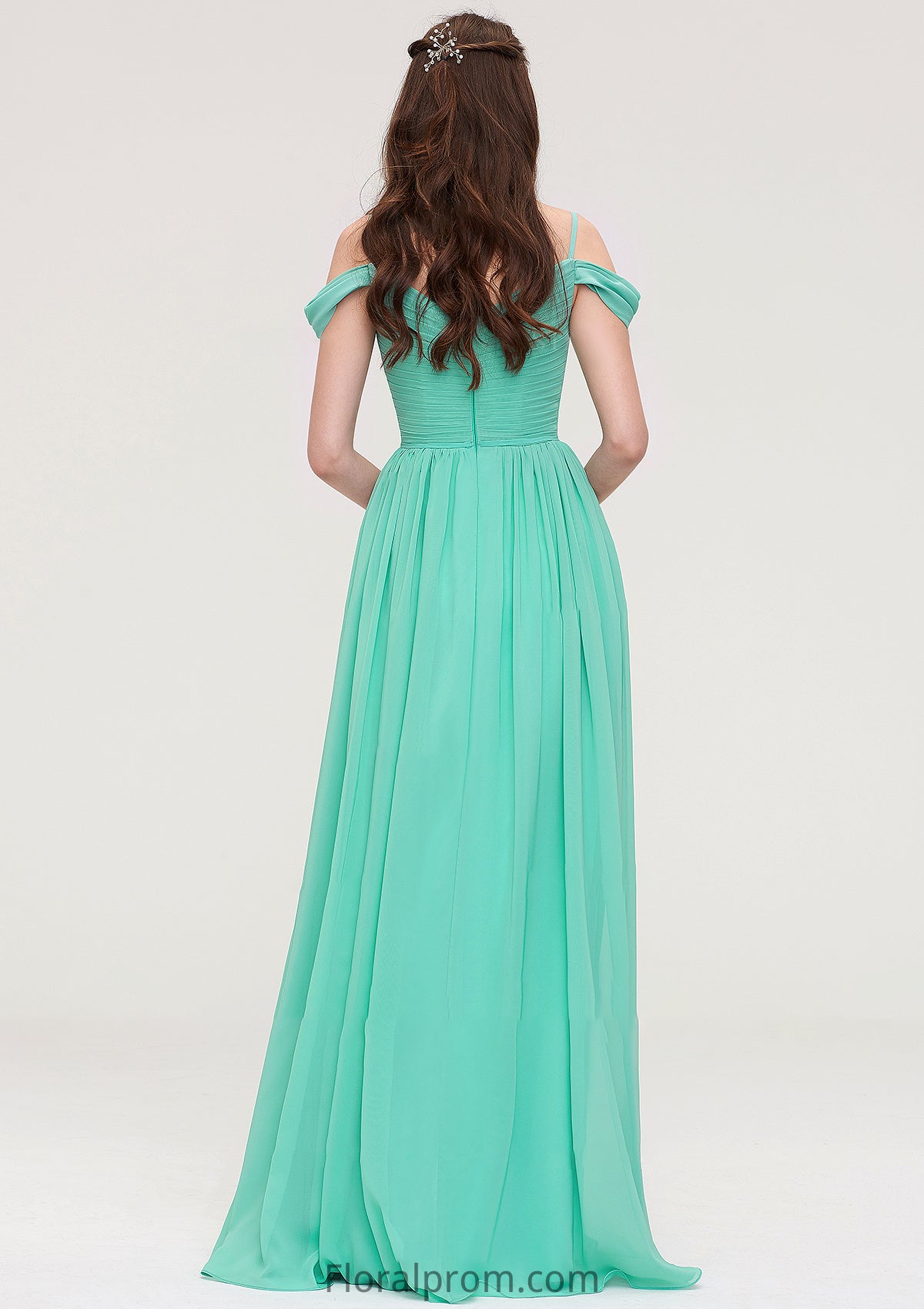 Sweetheart Sleeveless Long/Floor-Length Chiffon A-line/Princess Bridesmaid Dresses With Pleated Nita HJP0025422