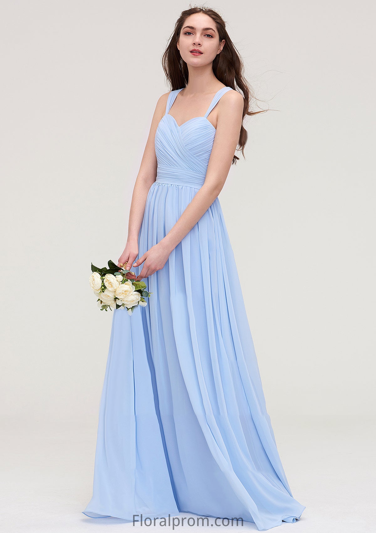 Sleeveless Sweetheart Long/Floor-Length Chiffon A-line/Princess Bridesmaid Dresses With Pleated Fernanda HJP0025437