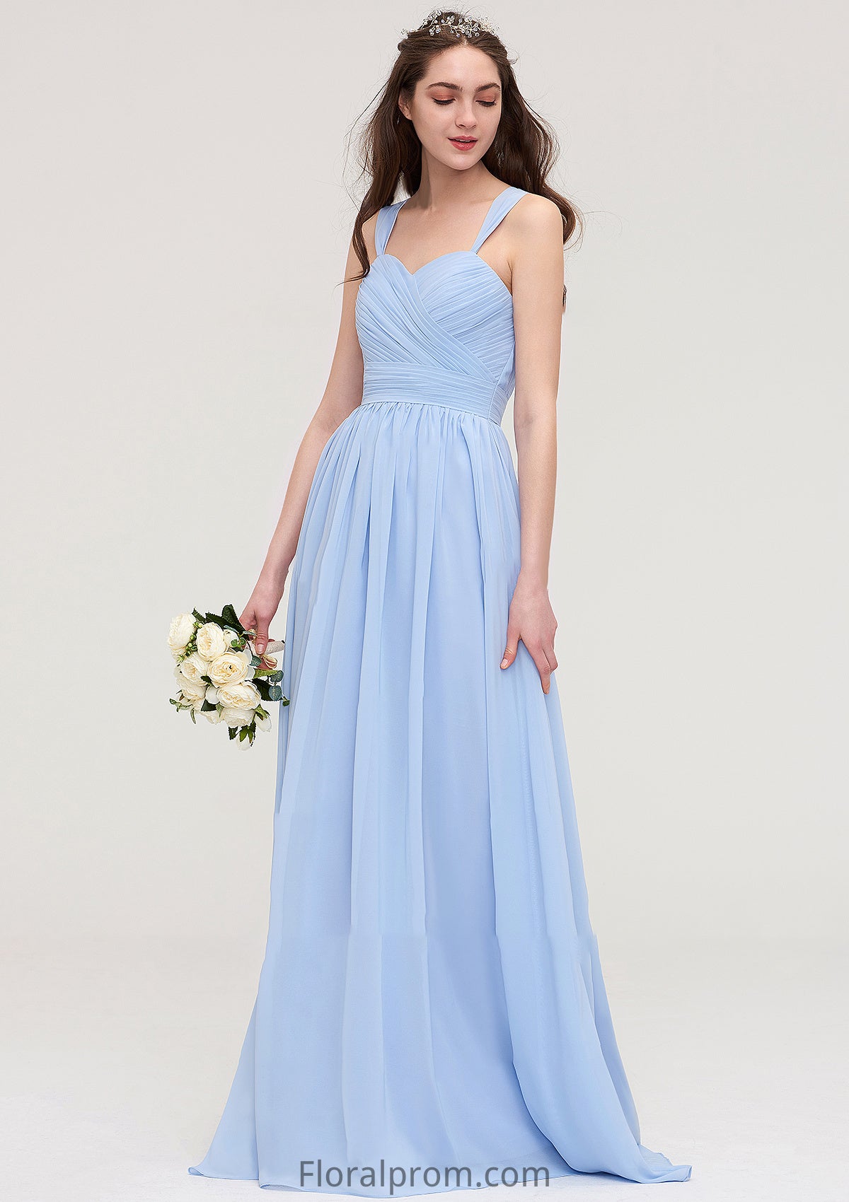 Sleeveless Sweetheart Long/Floor-Length Chiffon A-line/Princess Bridesmaid Dresses With Pleated Fernanda HJP0025437