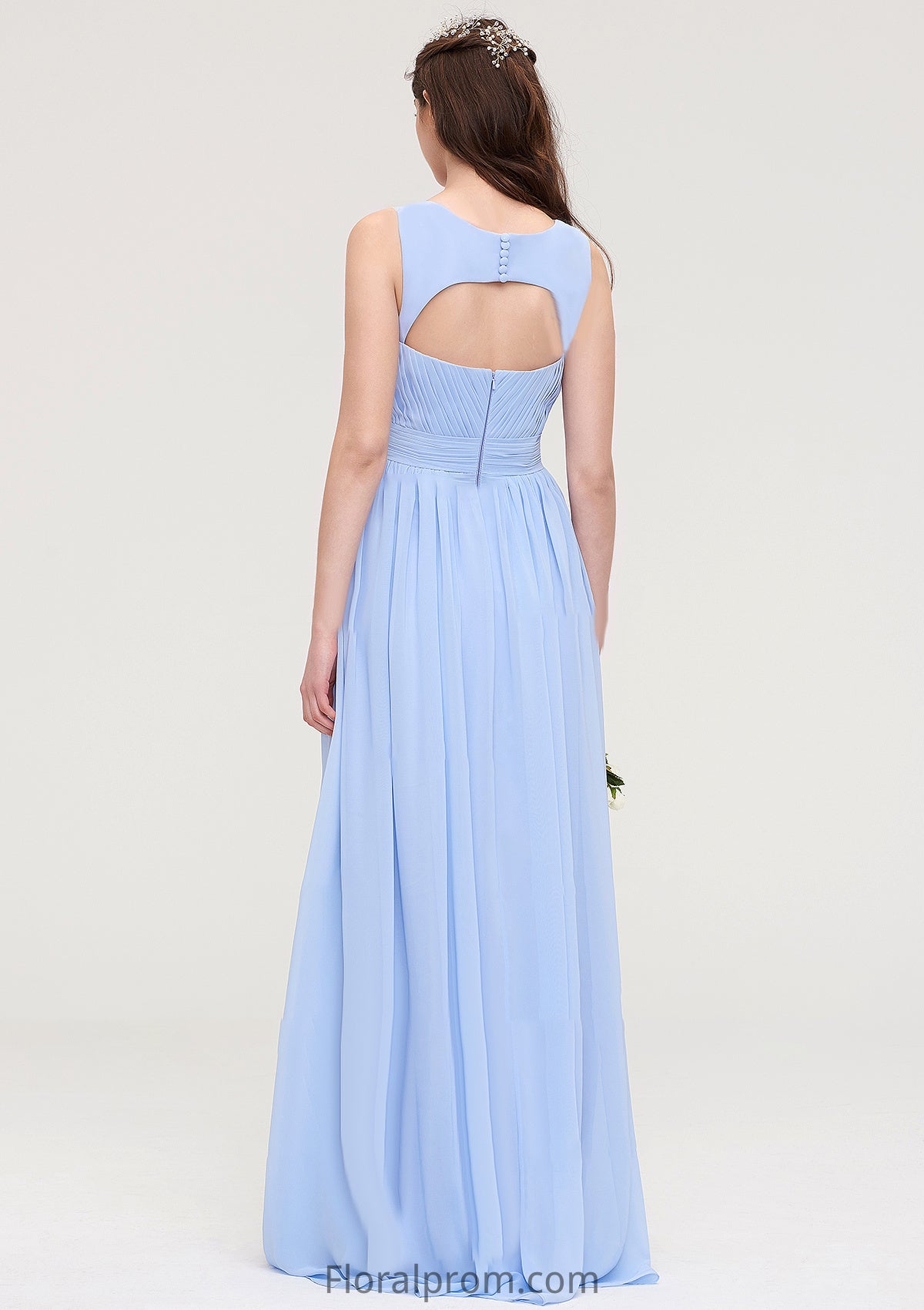 Sleeveless Sweetheart Long/Floor-Length Chiffon A-line/Princess Bridesmaid Dresses With Pleated Fernanda HJP0025437