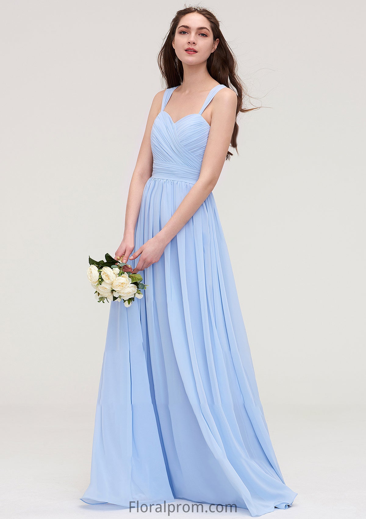 Sleeveless Sweetheart Long/Floor-Length Chiffon A-line/Princess Bridesmaid Dresses With Pleated Fernanda HJP0025437