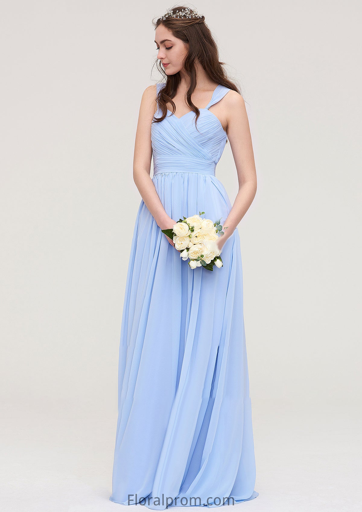 Sleeveless Sweetheart Long/Floor-Length Chiffon A-line/Princess Bridesmaid Dresses With Pleated Fernanda HJP0025437