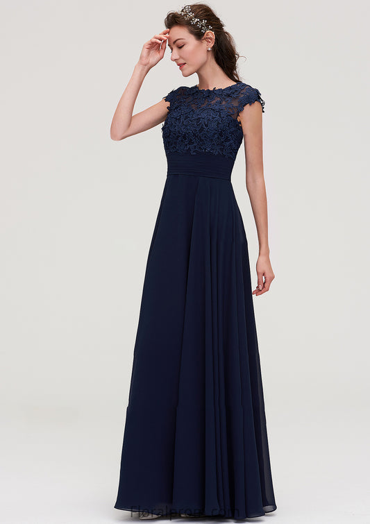 Sleeveless Chiffon A-line/Princess Long/Floor-Length Bridesmaid Dresseses With Appliqued Jaslene HJP0025455