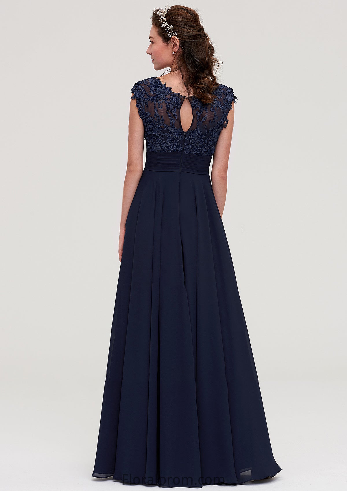 Sleeveless Chiffon A-line/Princess Long/Floor-Length Bridesmaid Dresseses With Appliqued Jaslene HJP0025455