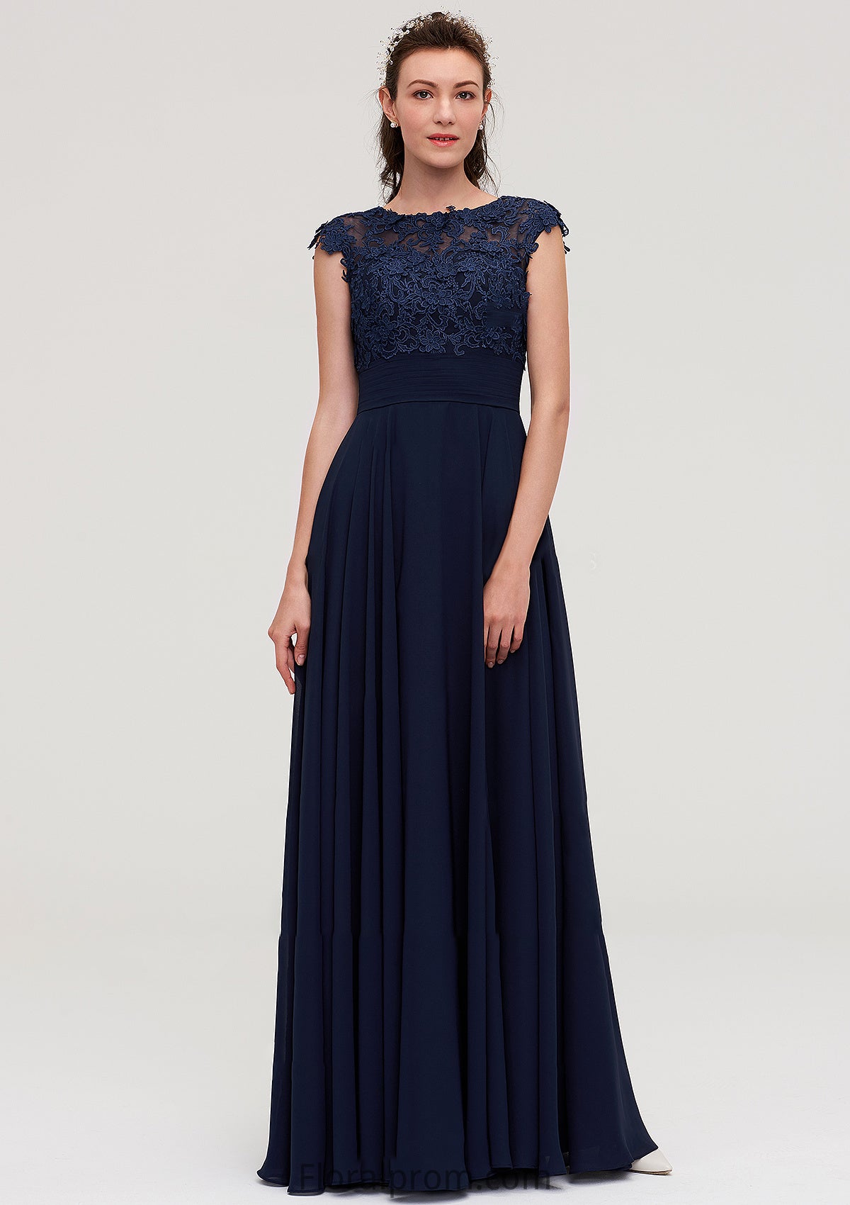 Sleeveless Chiffon A-line/Princess Long/Floor-Length Bridesmaid Dresseses With Appliqued Jaslene HJP0025455