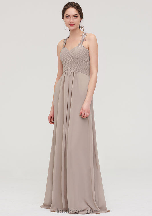 Sleeveless Sweetheart Long/Floor-Length Chiffon A-line/Princess Bridesmaid Dresses With Pleated Lace Brynn HJP0025457