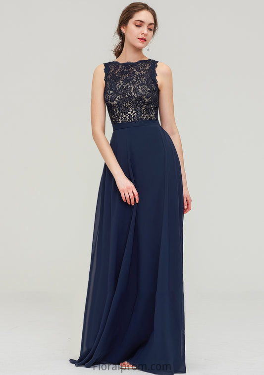 Sleeveless Bateau Long/Floor-Length  Chiffon A-line/Princess Bridesmaid Dresses With Sashes Lace Jayda HJP0025471