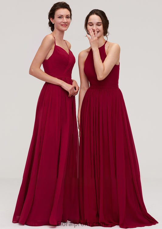 Sleeveless Sweetheart Long/Floor-Length Chiffon A-line/Princess Bridesmaid Dresseses With Split Pleated Lana HJP0025477