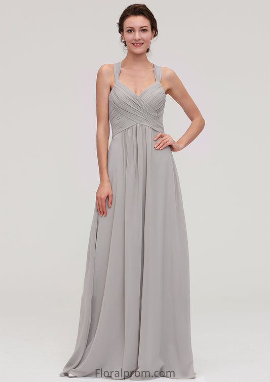 Sleeveless Sweetheart Long/Floor-Length Chiffon A-line/Princess Bridesmaid Dresseses With Pleated Beading Karley HJP0025478