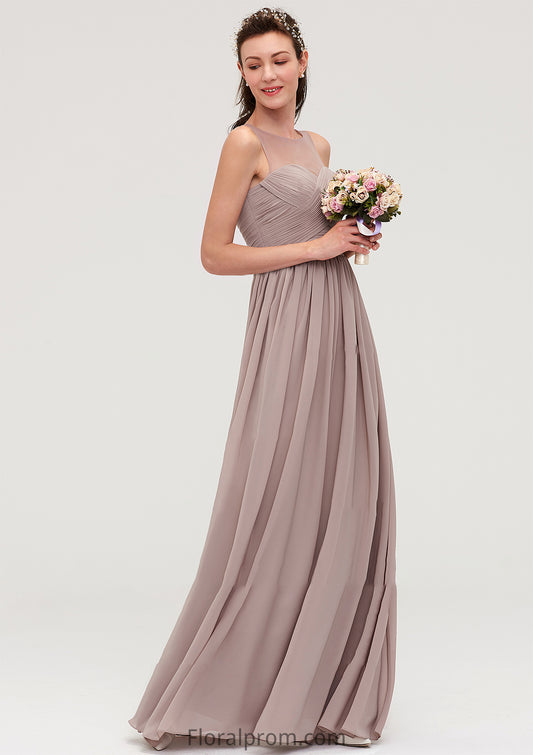 Sleeveless A-line/Princess Chiffon Long/Floor-Length Bridesmaid Dresseses With Pleated Kaitlin HJP0025479