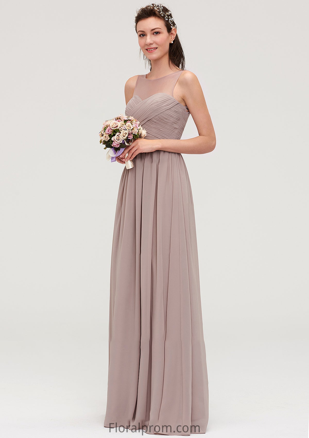 Sleeveless A-line/Princess Chiffon Long/Floor-Length Bridesmaid Dresseses With Pleated Kaitlin HJP0025479