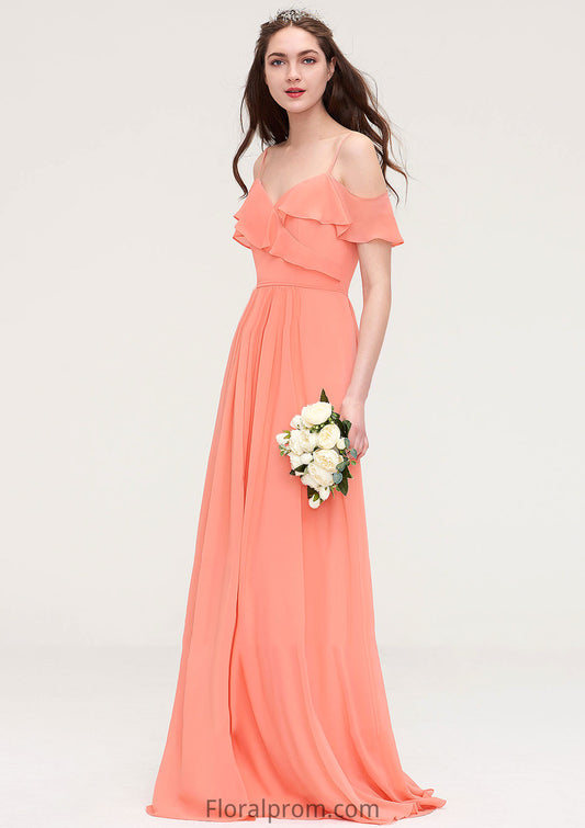 Sleeveless Sweetheart Long/Floor-Length Chiffon A-line/Princess Bridesmaid Dresses With Pleated Jenna HJP0025492