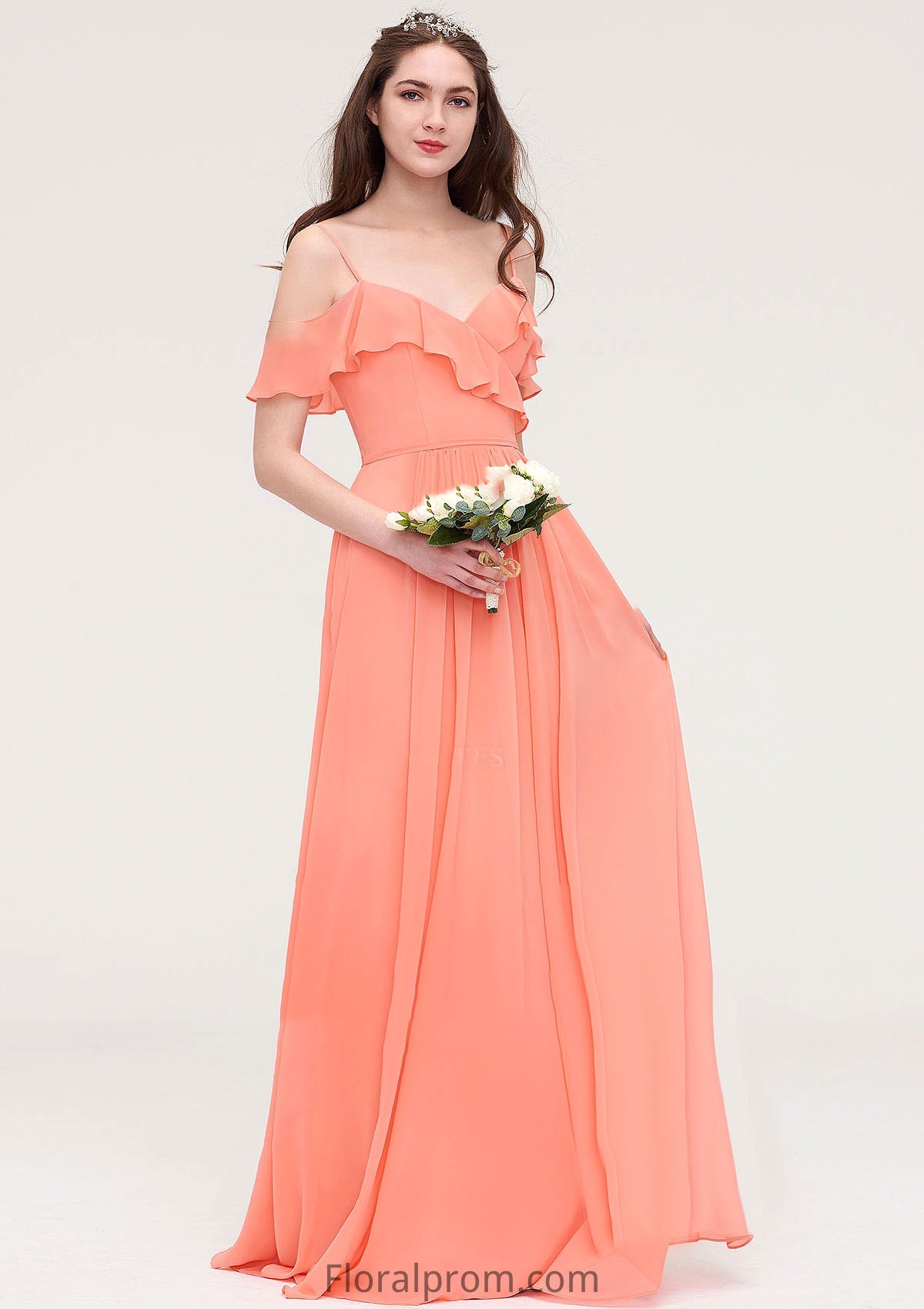 Sleeveless Sweetheart Long/Floor-Length Chiffon A-line/Princess Bridesmaid Dresses With Pleated Jenna HJP0025492