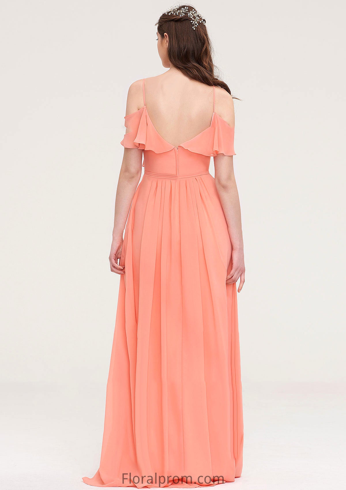 Sleeveless Sweetheart Long/Floor-Length Chiffon A-line/Princess Bridesmaid Dresses With Pleated Jenna HJP0025492