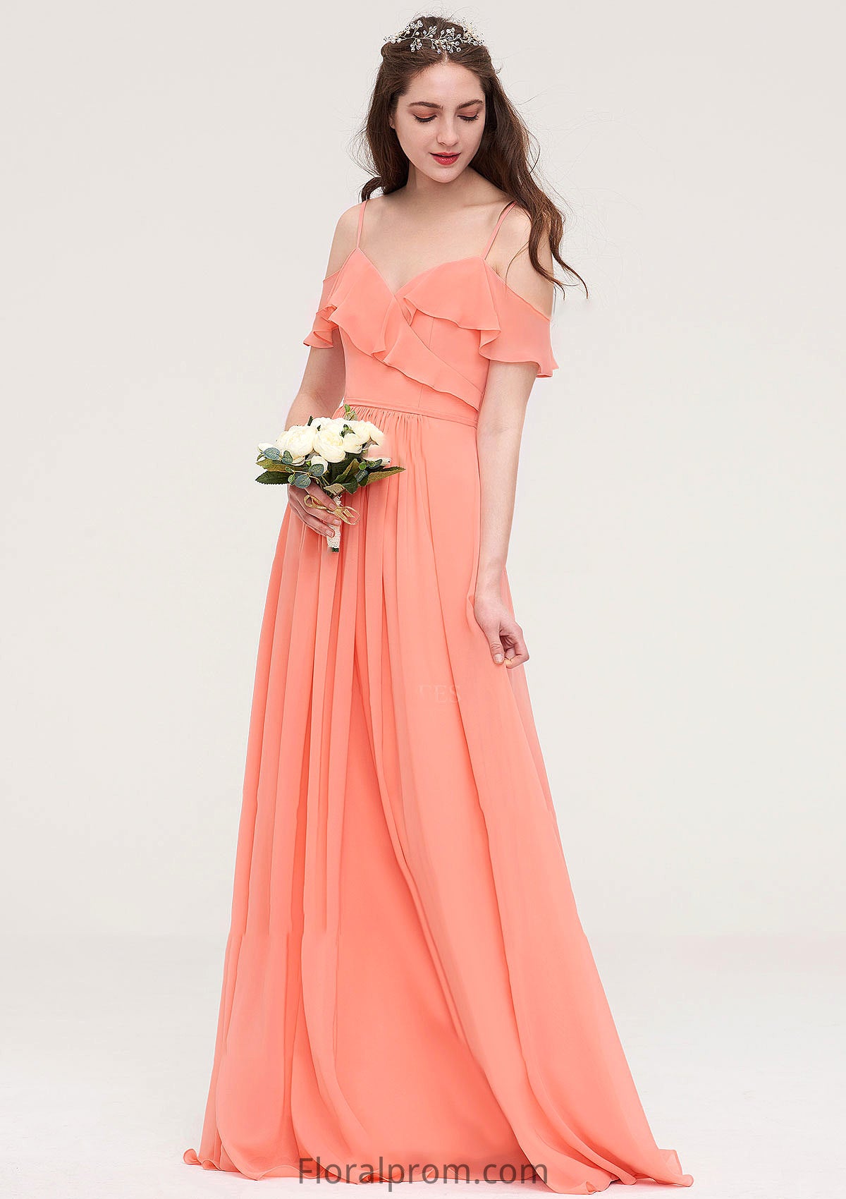 Sleeveless Sweetheart Long/Floor-Length Chiffon A-line/Princess Bridesmaid Dresses With Pleated Jenna HJP0025492