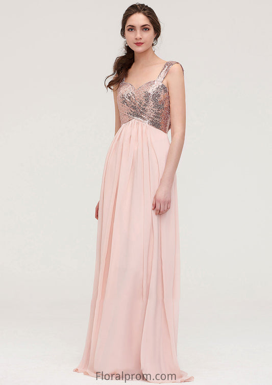 Sleeveless Long/Floor-Length Sweetheart A-line/Princess Chiffon Bridesmaid Dresses With Pleated Sequins Alison HJP0025494