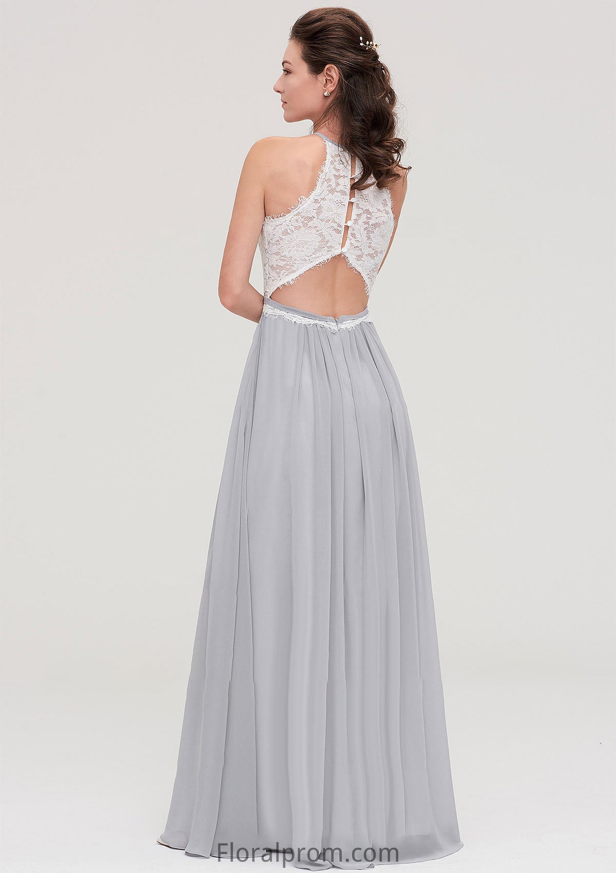 Sleeveless Scoop Neck A-line/Princess Chiffon Long/Floor-Length Bridesmaid Dresseses With Lace Kaliyah HJP0025497