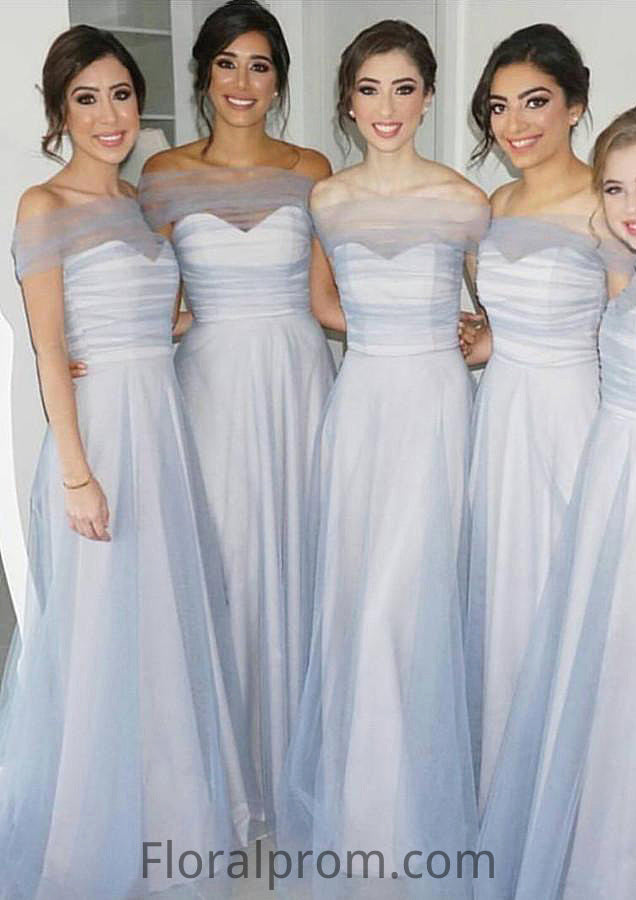 Off-The-Shoulder A-Line/Princess Long/Floor-Length Tulle Bridesmaid Dresses Hilary HJP0025532