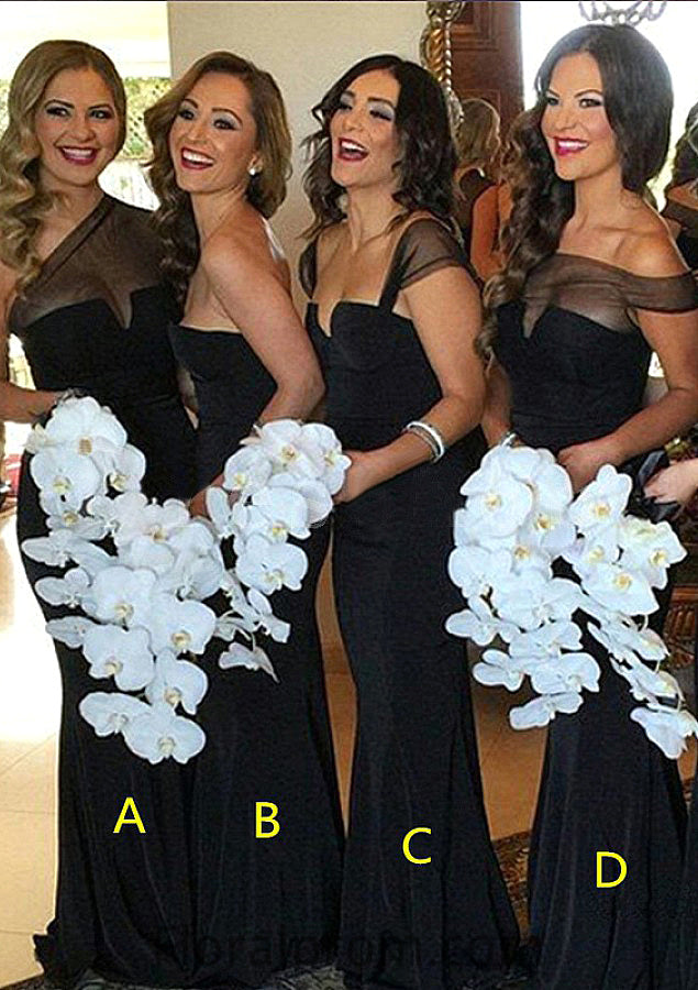 Sweetheart Sleeveless Long/Floor-Length Sheath/Column Elastic Satin Bridesmaid Dresses Camilla HJP0025542