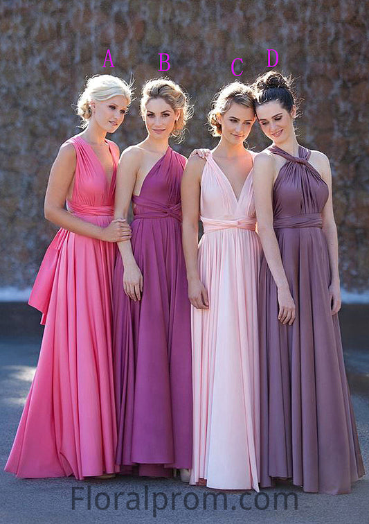 Sleeveless V Neck Long/Floor-Length A-line/Princess Chiffon Bridesmaid Dresses With Pleated Claire HJP0025560