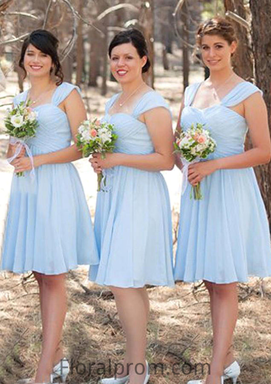 Sleeveless Scalloped Neck Knee-Length A-line/Princess Chiffon Bridesmaid Dresseses With Pleated Lyla HJP0025606