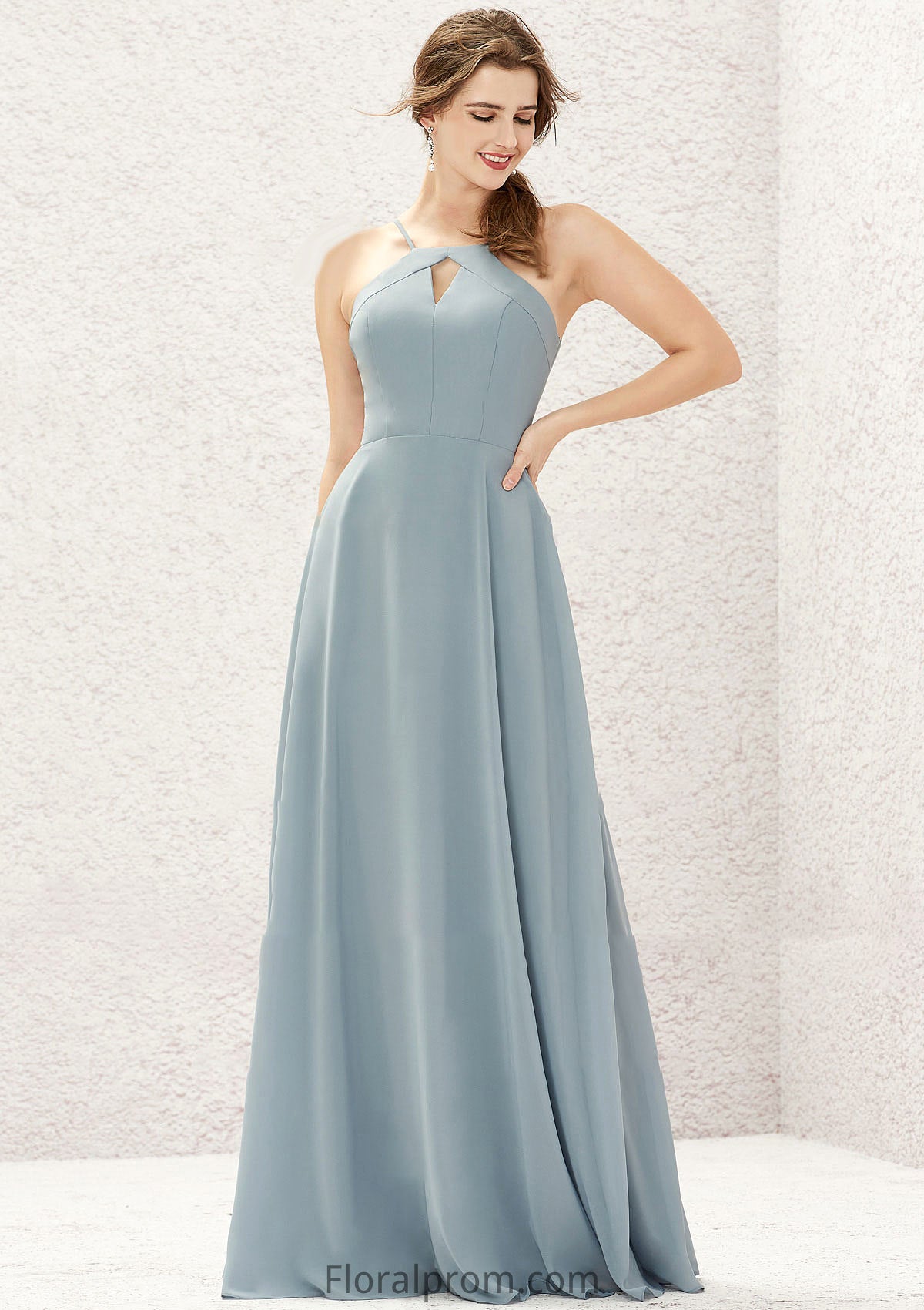 A-line Bateau Sleeveless Long/Floor-Length Chiffon Bridesmaid Dresses Kali HJP0025638