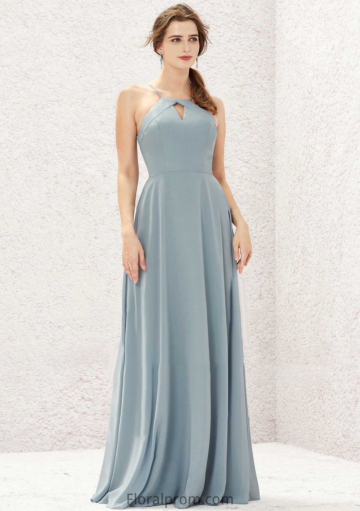 A-line Bateau Sleeveless Long/Floor-Length Chiffon Bridesmaid Dresses Kali HJP0025638