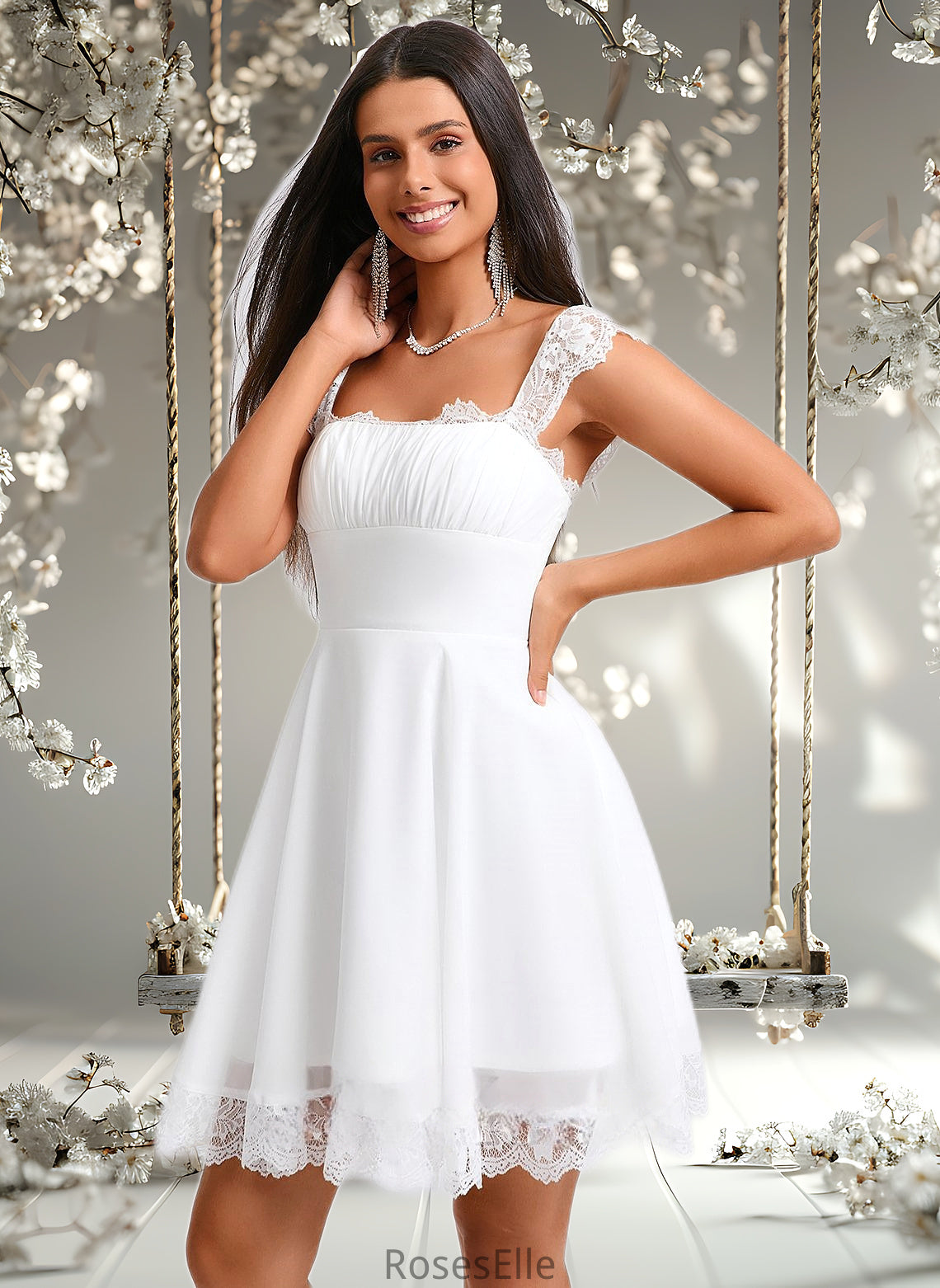 Rayna A-line Square Short Chiffon Homecoming Dress With Pleated HJP0025666