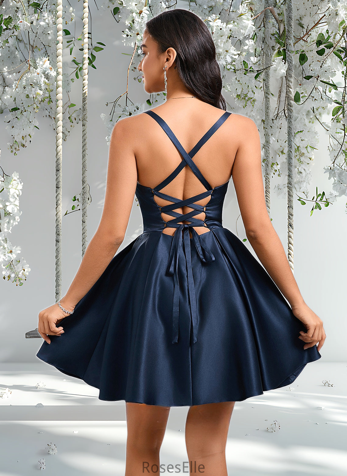 Ella A-line Sweetheart Short Satin Homecoming Dress With Pleated HJP0025673