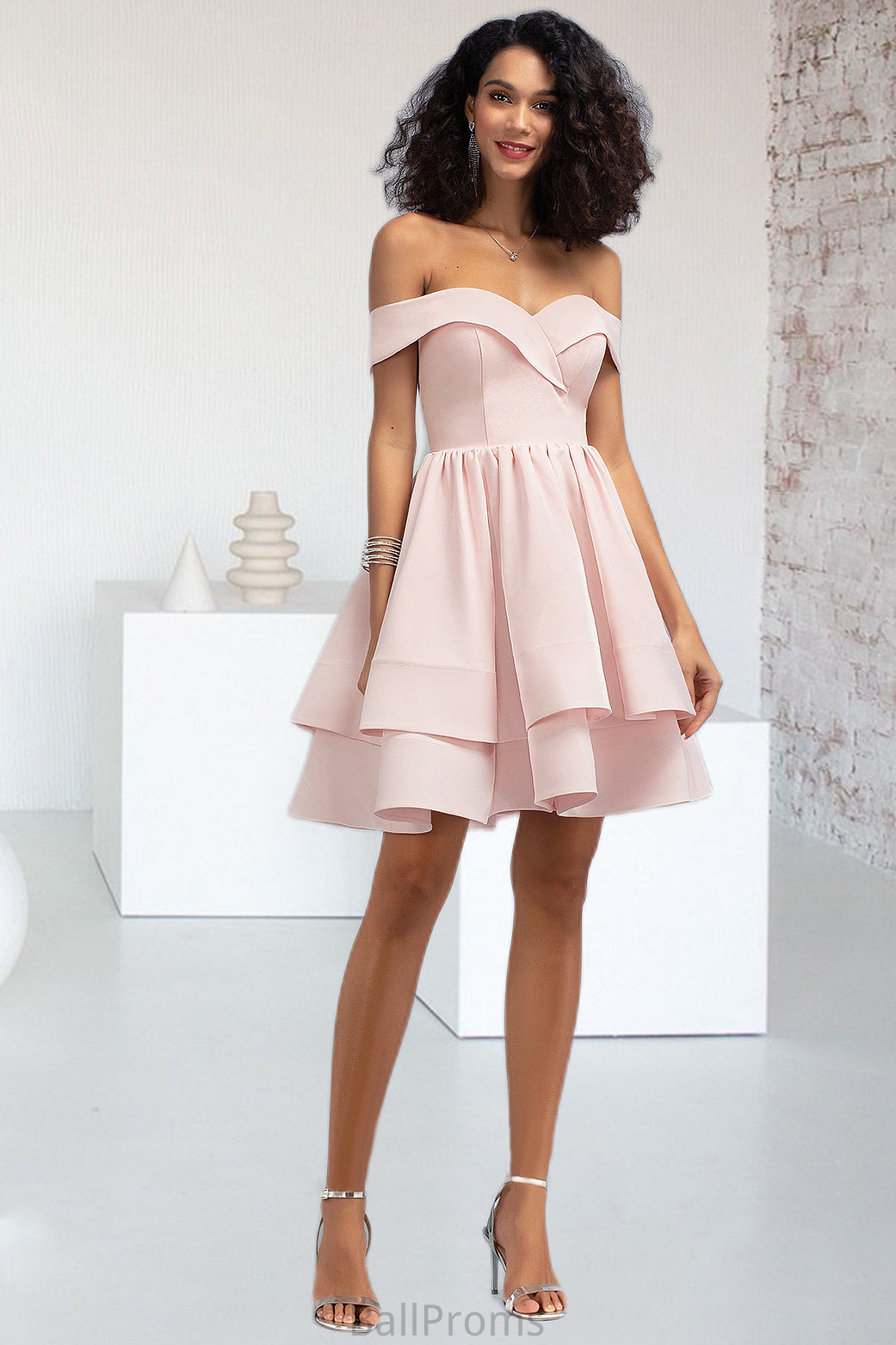 Riley A-line Short/Mini Stretch Crepe Homecoming Dress With Cascading Ruffles HJP0020540