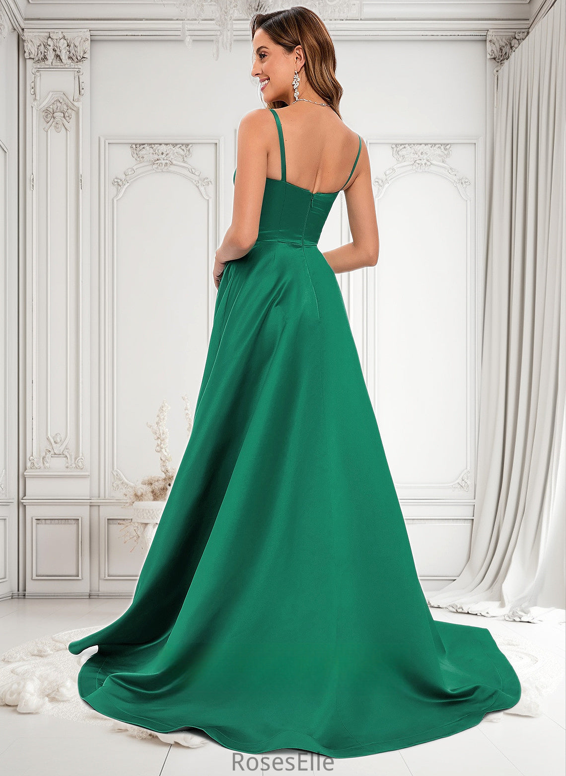 Perla A-line Sweetheart Sweep Train Satin Prom Dresses HJP0025846