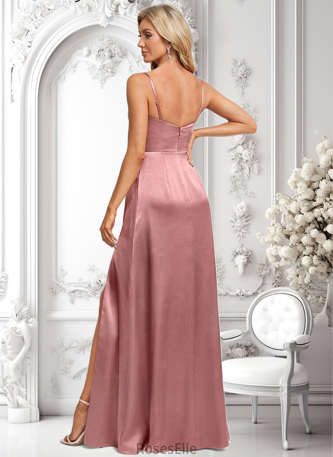 Jemima A-line Cowl Floor-Length Stretch Satin Prom Dresses HJP0025881